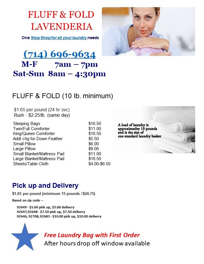 Laundry Pricing, Fluff and Fold Price